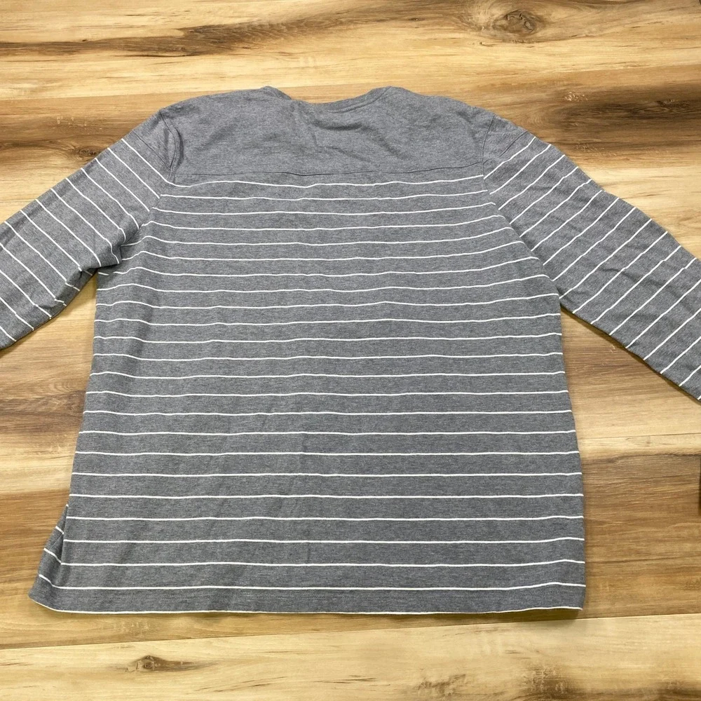 Banana Republic Long Sleeve Tee Mens XL Striped Soft Wash Classic Grey White